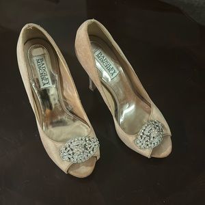 Badgley Mischka heels, size 6, worn once (wedding). Leather soles.